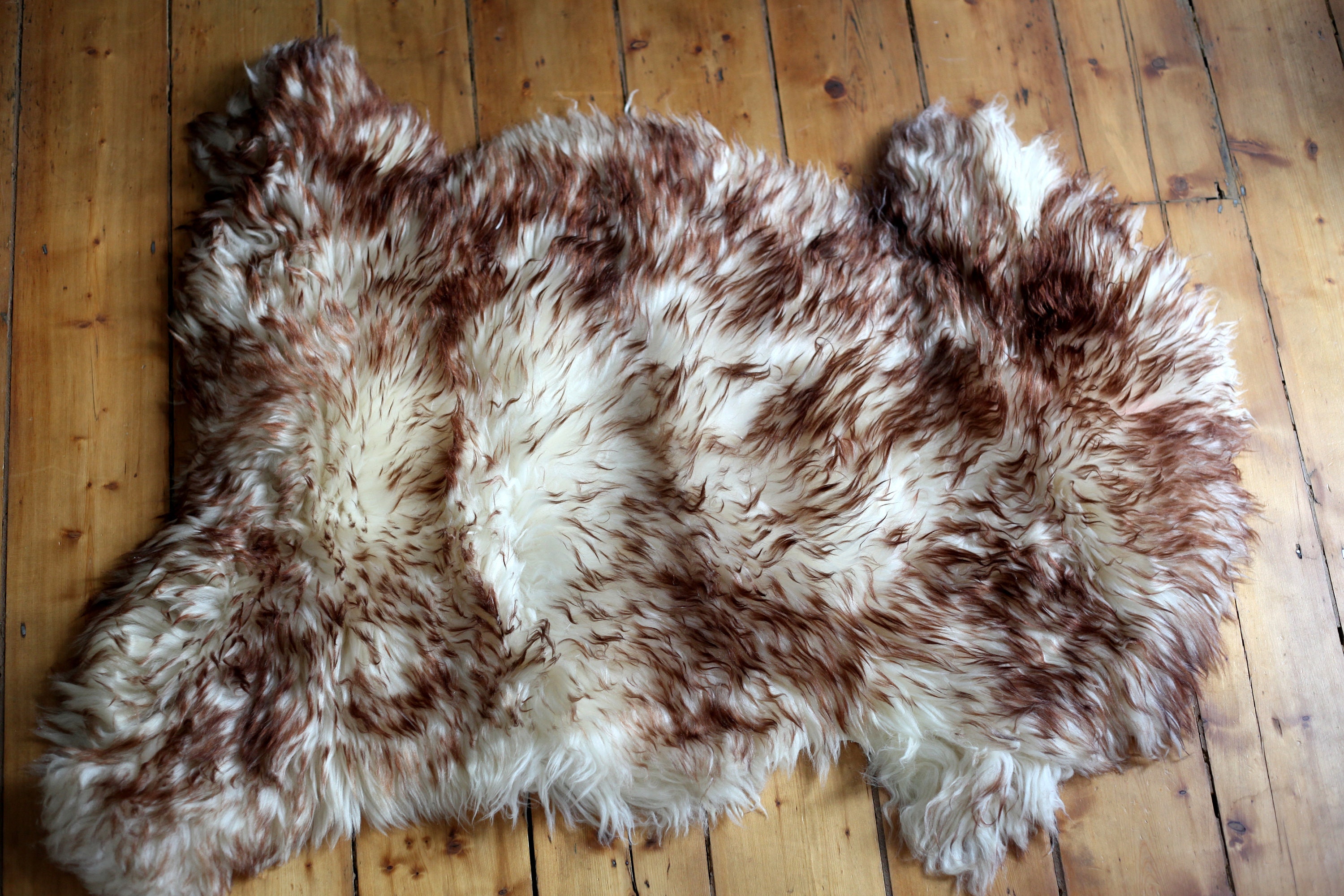 Natural Brown Sheepskin Rug Large Throw Hide Long Haired Etsy