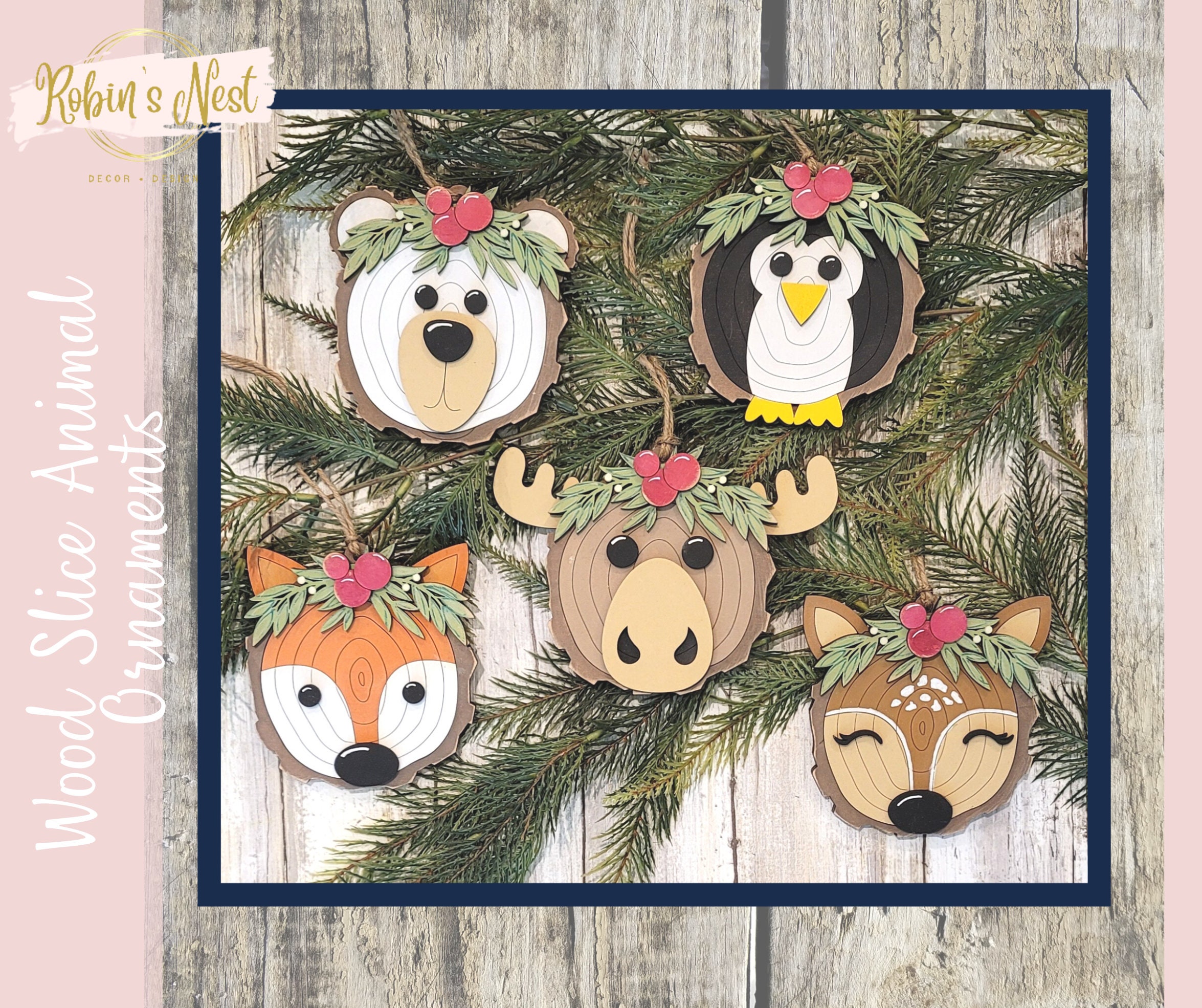 Wood Slice Animal Ornaments DIY Christmas Ornaments Faux - Etsy Wood Slice Animal Ornaments DIY Christmas Ornaments Faux - Etsy