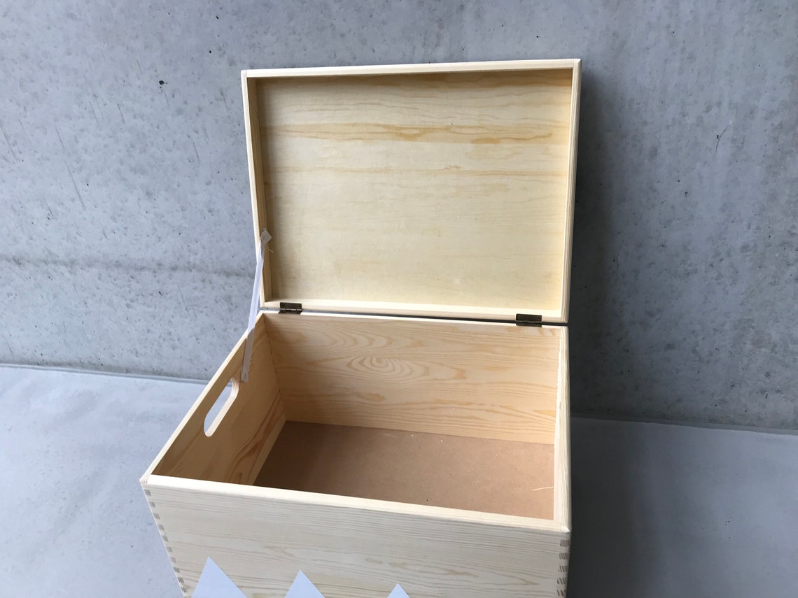 Wooden Toy Box Wheels Triangle White Lid Etsy