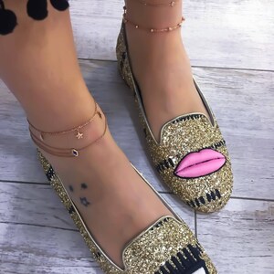 Gold Ball Body Chain Anklet over Genuine 925 Sterling Silver