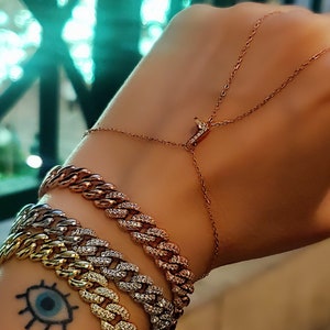 Pulsera de cadena hecha a mano con circonita transparente personalizada y letra inicial, plata esterlina 925 maciza, ajustable