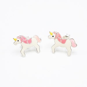 Colorful  Unicorn Earring Stud or Hook Dangle | 925 Sterling Silver