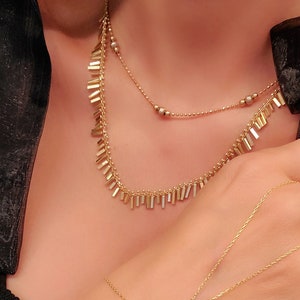 Handcrafted Minimal Bar Necklace Curb Chain with Extension Adjustable | 925 Sterling Silver