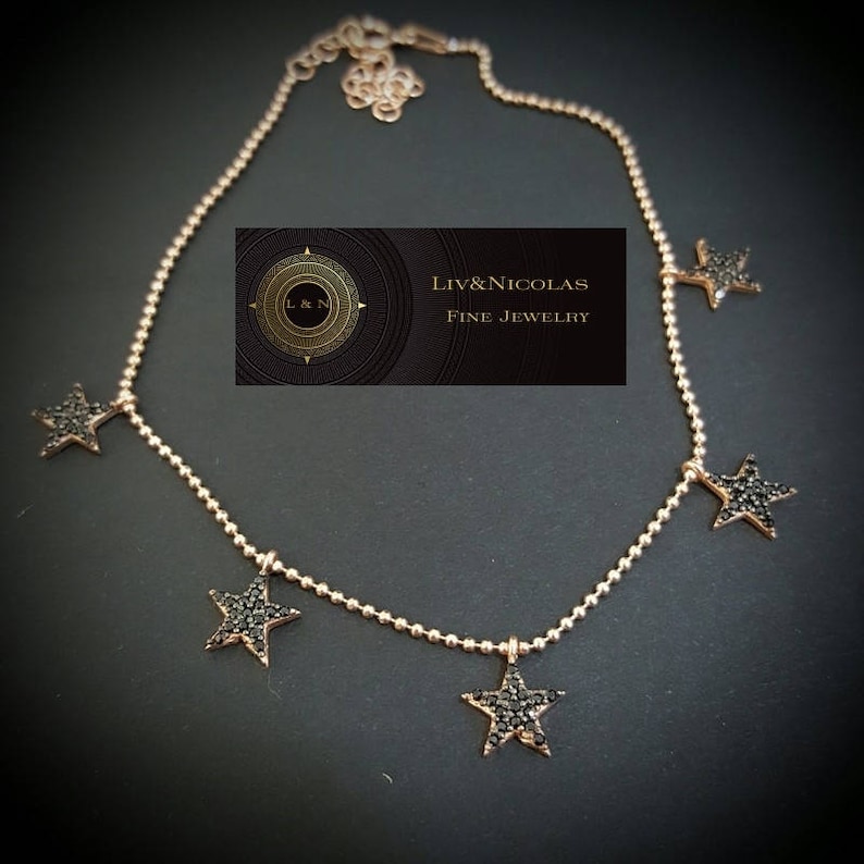 Gold Dangle Zirconia Star Body Chain Anklet over Genuine 925 Sterling Silver