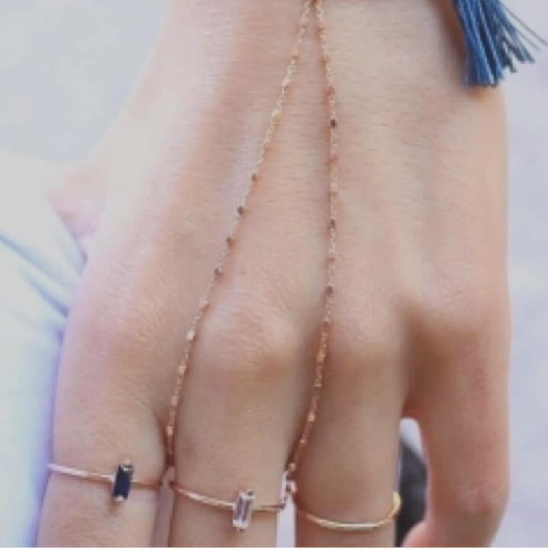 Cubic Chain Slave Bracelet Hand Chain Over 925 Sterling Silver
