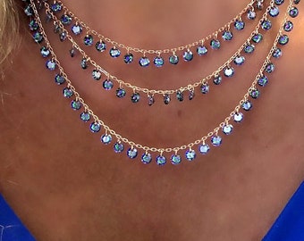 Mystic Topaz  Rainbow  Dangle Drop Handcrafted Necklace | 925 Sterling Silver