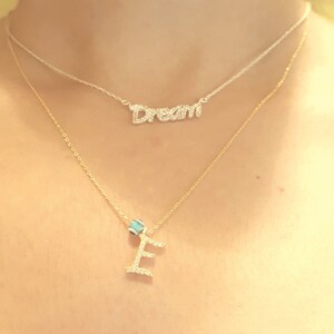 Collar con nombre inicial y letra de circonita transparente en plata de ley maciza 925