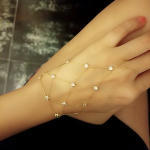 Armband med justerbar handkedja och nät i massivt 925 sterlingsilver, klart, smaragdgrönt, safirblått, mystisk topas, rosa eller rött stennät