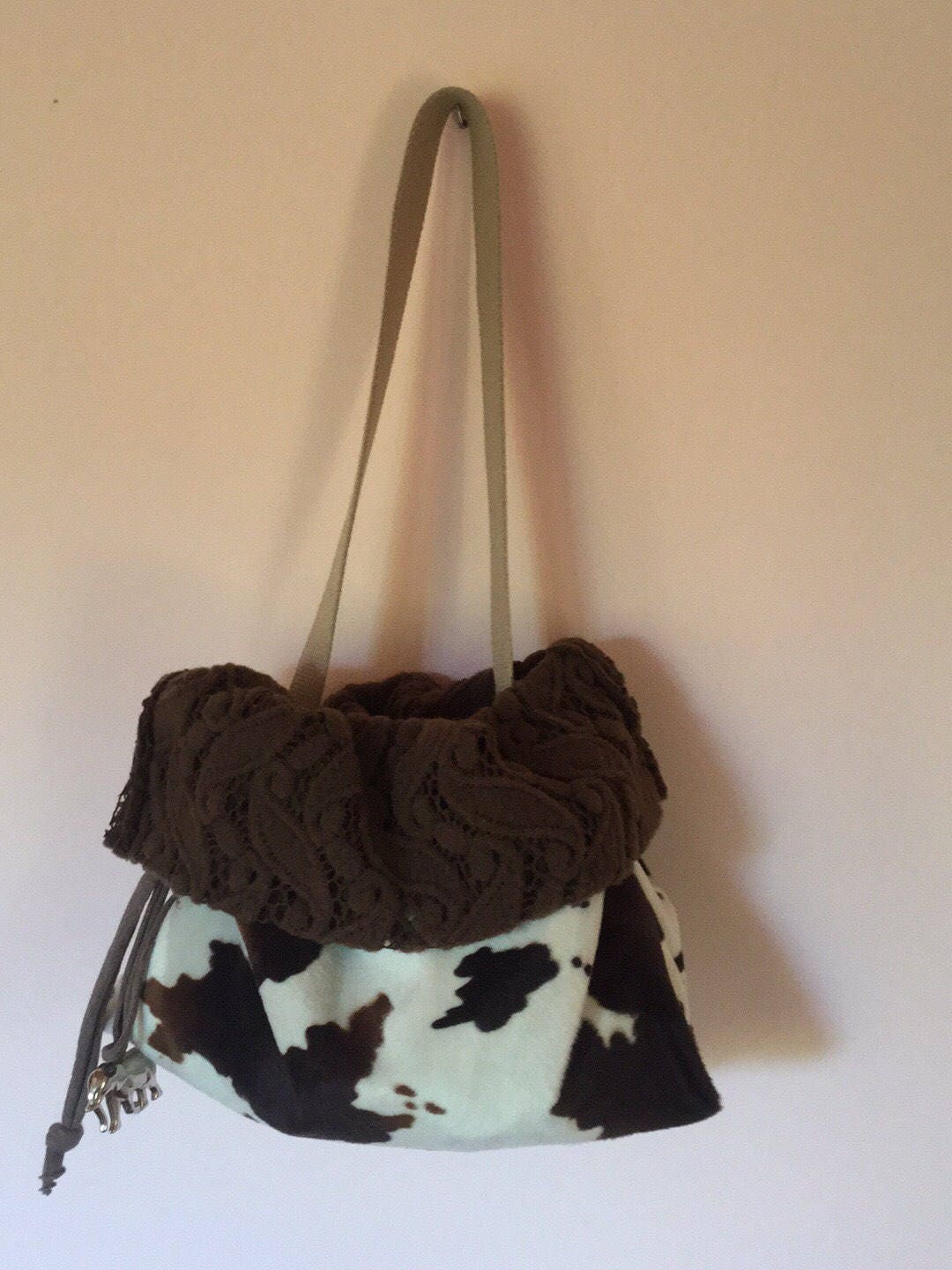 Bolso de caballo sintético con borde de lana Etsy España