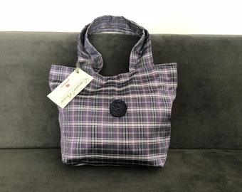 Purple and white Scottish silk handbag