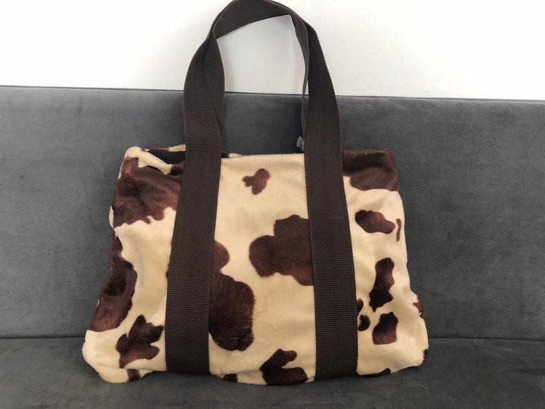 Beige and brown bag in imitation pony image 1