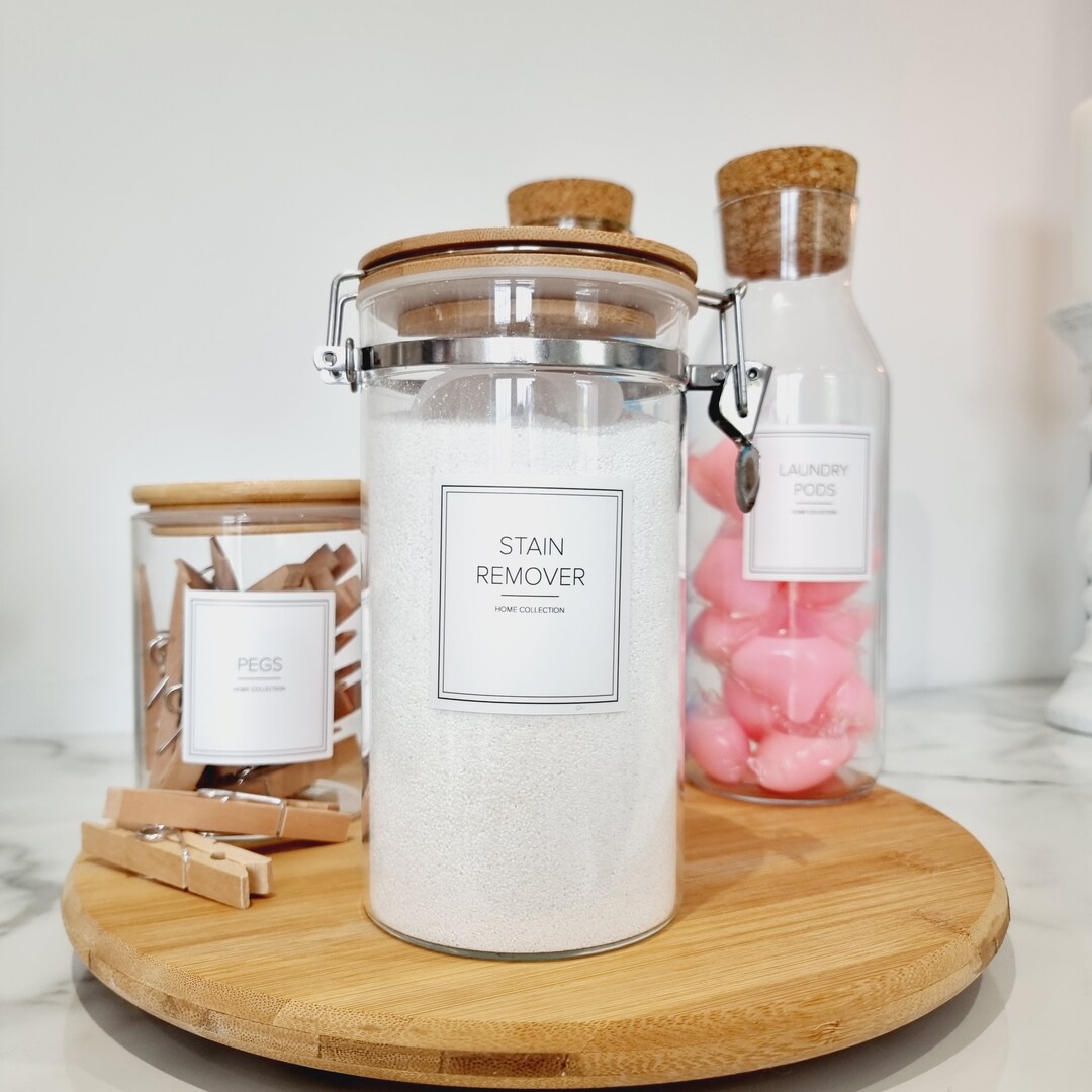Labelled Laundry Glass Storage Jars Utility Room Storage Etsy