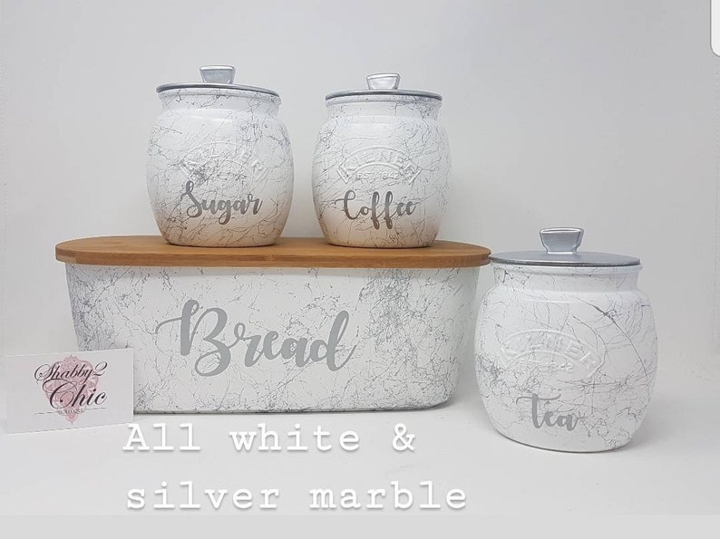 marble tea and coffee canisters