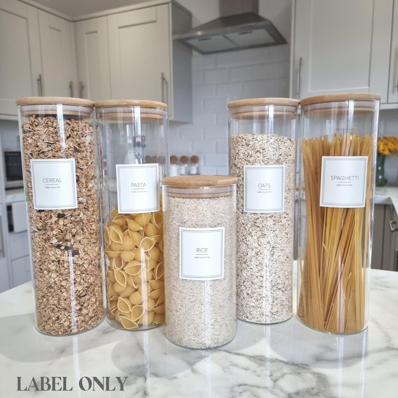 White Pantry Label Bundle Kitchen Storage Jar Labels Food Etsy