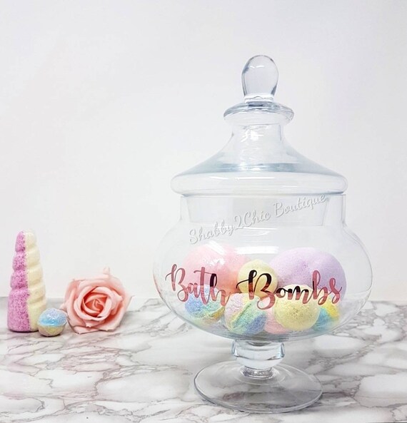 Decorative Glass Sweets Jar Bonbon Jar Treats Jar Bathbomb Jar Etsy