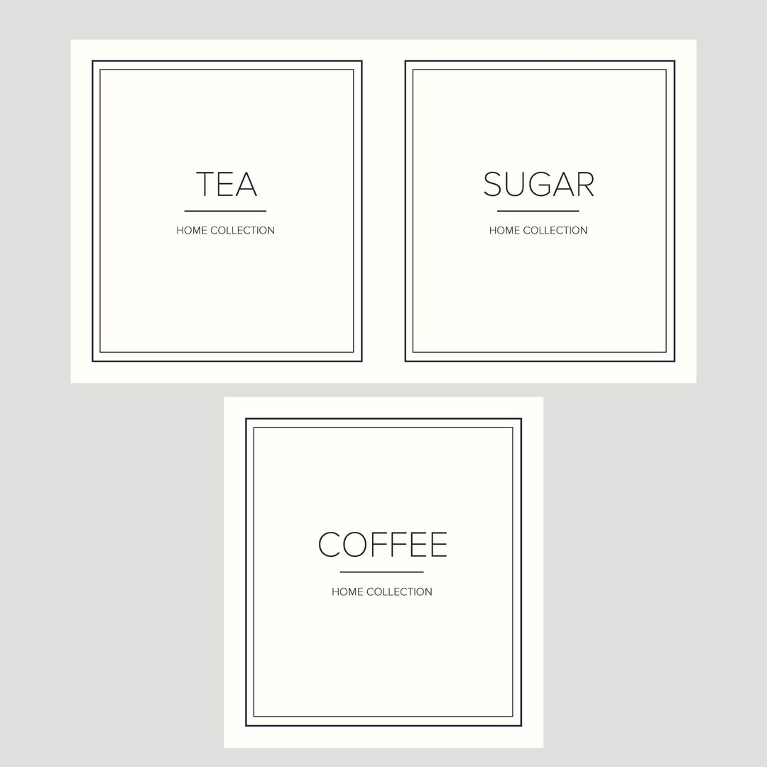 Cream Tea Coffee Sugar Labels Bundle, Waterproof & Oil Resistant Kitchen Labels, Pantry