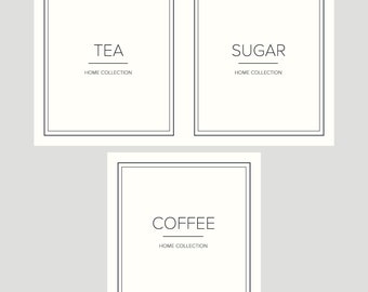 Cream Tea Coffee Sugar Labels Bundle, Waterproof & Oil Resistant Kitchen Labels, Pantry Organisation, Canister Labels for Storage Jars