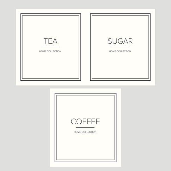 Cream Tea Coffee Sugar Labels Bundle, Waterproof & Oil Resistant Kitchen Labels, Pantry Organisation, Canister Labels for Storage Jars