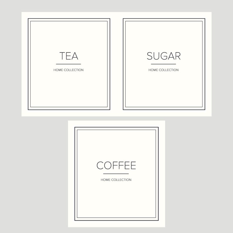 Cream Tea Coffee Sugar Labels Bundle, Waterproof & Oil Resistant Kitchen Labels, Pantry Organisation, Canister Labels for Storage Jars image 1