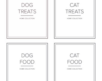 White Dog and Cat Treat Labels Waterproof Cat Food Label White Dog Food Label Labels for Pets Storage Labels for Storage Jars Modern Label