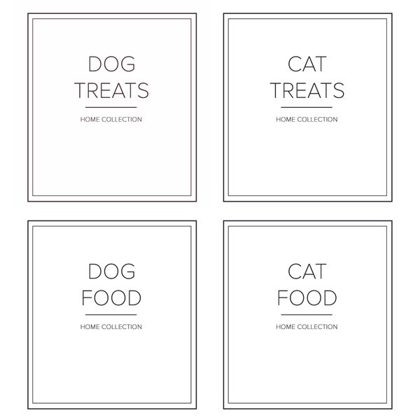 White Dog and Cat Treat Labels Waterproof Cat Food Label White Dog Food Label Labels for Pets Storage Labels for Storage Jars Modern Label