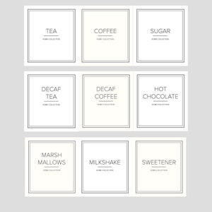 Drink Canister Labels Waterproof  Oil Resistant Beverage Modern Labels, Tea Coffee Sugar Hot Chocolate Labels for Jars Pantry Organisers