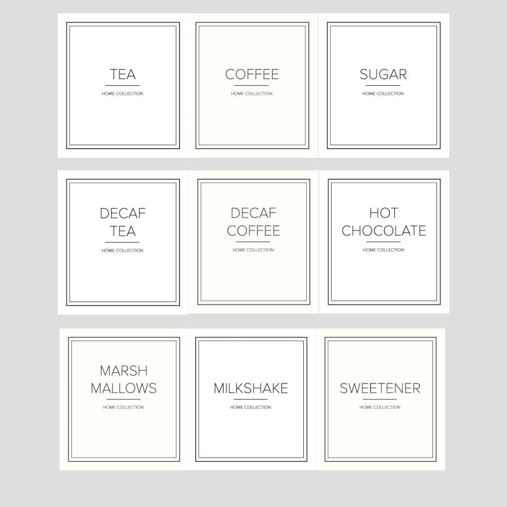 Drink Canister Labels Waterproof  Oil Resistant Beverage Modern Labels, Tea Coffee Sugar Hot Chocolate Labels for Jars Pantry Organisers