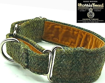 Martingale Dog Collar Harris Tweed Greyhound Whippet. 40mm (1.5") wide.