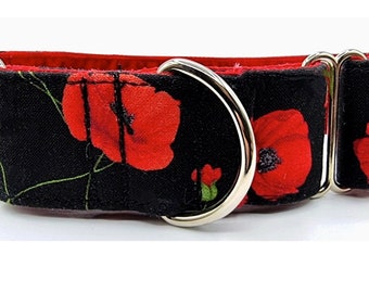 Collier martingale coquelicot pour chien. Collier pour chien lévrier lévrier Whippet lévrier 40 mm de large coquelicot