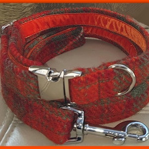 Harris Tweed Dog Collar Orange Tweed
