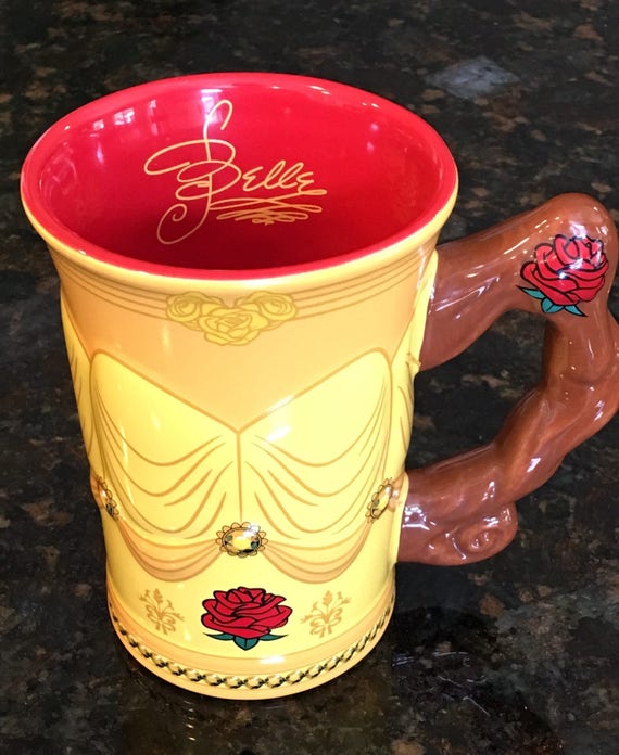 disney parks beauty and the beast belle dress ceramic mug etsy