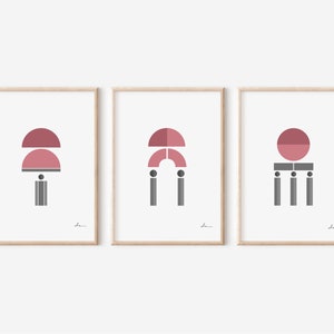 Geometrische Formen Moderne Kunst, digitaler Download, minimalistischer Kunstdruck für die Galeriewand, rosa Wanddekor, Wandkunst DRUCKBAR & HERUNTERLADBAR