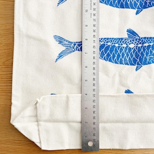 Fish Tote Bag: Hand Printed Sardines, Lino Block Print Art on Cotton Canvas image 6