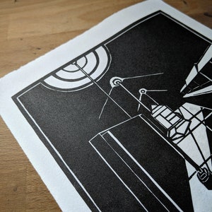 Architectural woodcut print. Composition 4 woodblock train station print. Limited handmade black and white print. image 5