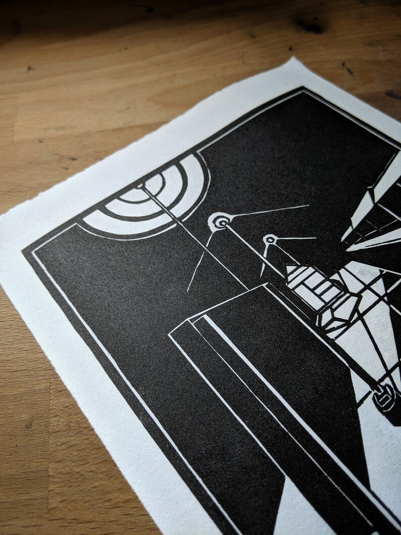 Architectural woodcut print. Composition 4 woodblock train station print. Limited handmade black and white print. image 5