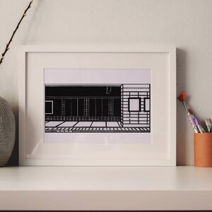 Toronto Subway Woodcut Print – St. George Station Black and White Art