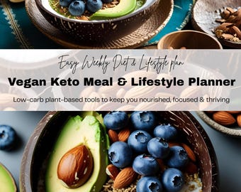 Vegan Keto Weekly Planner PDF | Low-Carb Meal Tracker, Lifestyle, Health & Macros Log | Printable Journal