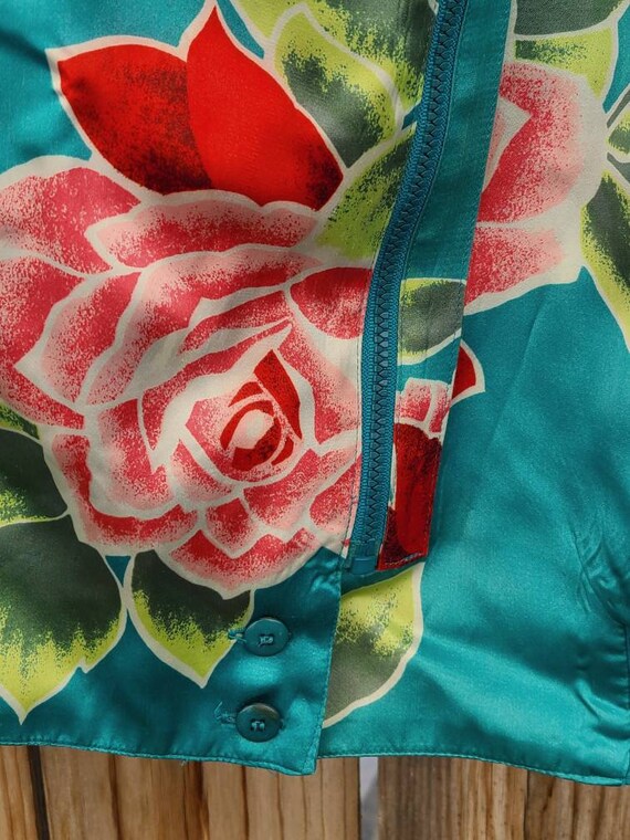 Kenzo Album Unisex 1980s Vintage Turquoise Satin … - image 7