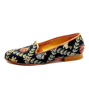 【STUBBS & WOOTTON 】スリッポン College Black Velvet Slipper (Women)