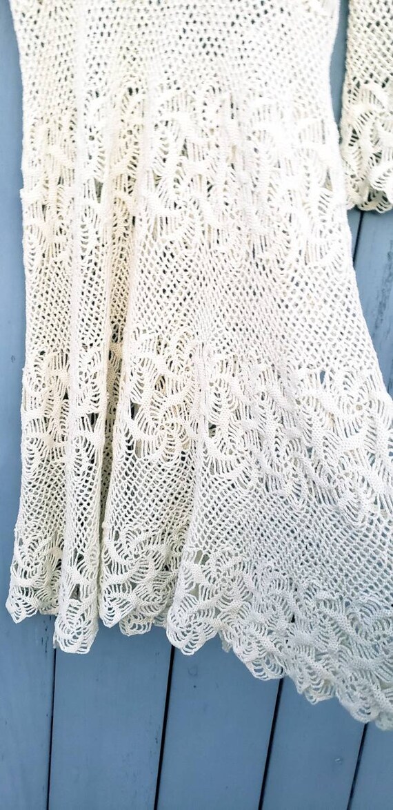 1960s vintage one-of-a-kind ivory handmade croche… - image 4