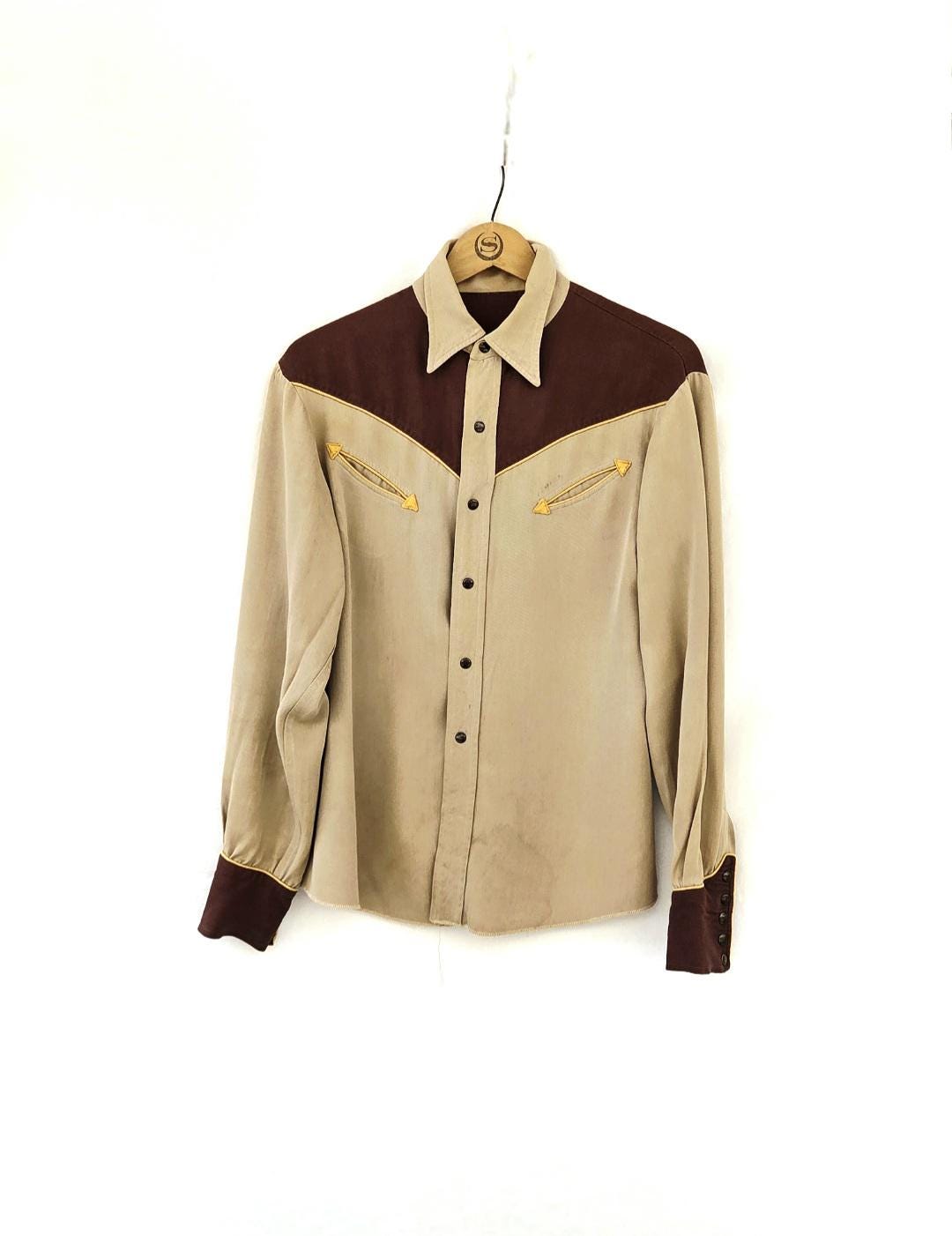 Pantalon Vintage H Bar C Ranchwear Années 50 - Laine Gabardine Marron - Taille 30x31