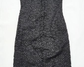 Robe bustier vintage en dentelle noire Victor Costa neuve avec étiquettes originales
