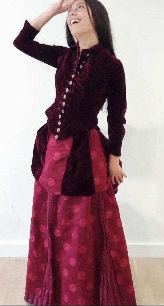 Museum Quality Antique Victorian Bustle Gown of V… - image 1