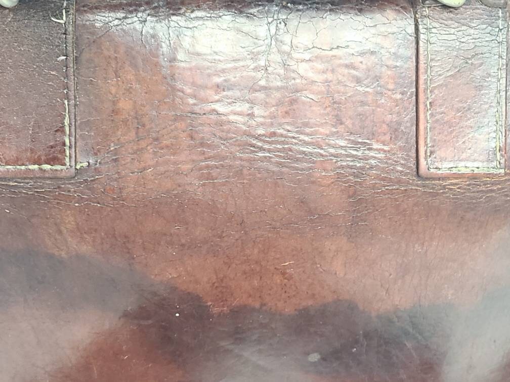 Vintage Handmade Leather Book/messenger Bag. Silver Tone