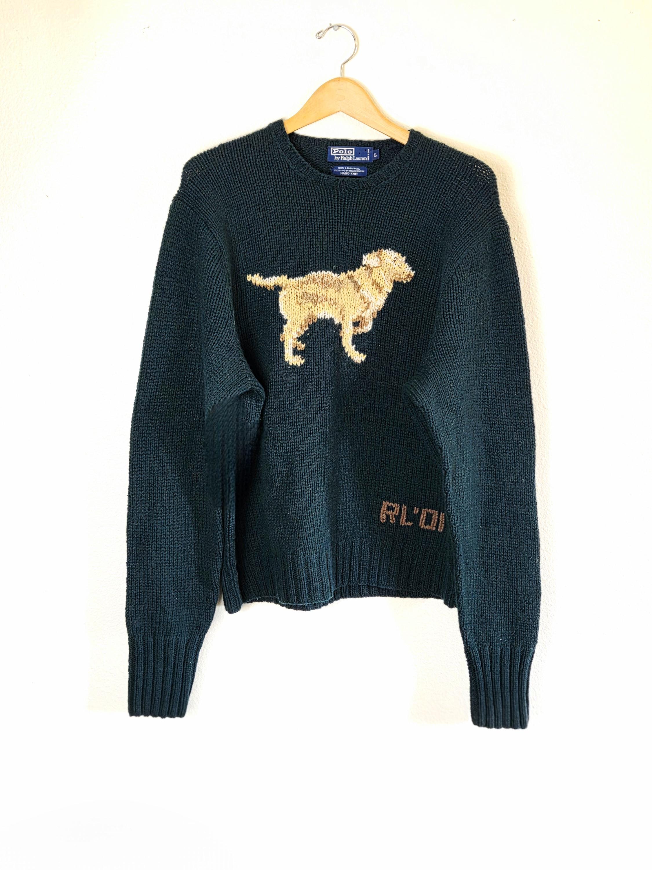 M*x様 90s Polo Ralph Lauren dog hand knit Polo Ralph Lauren Vintage Handknit Dog Sweater - Etsy Canada