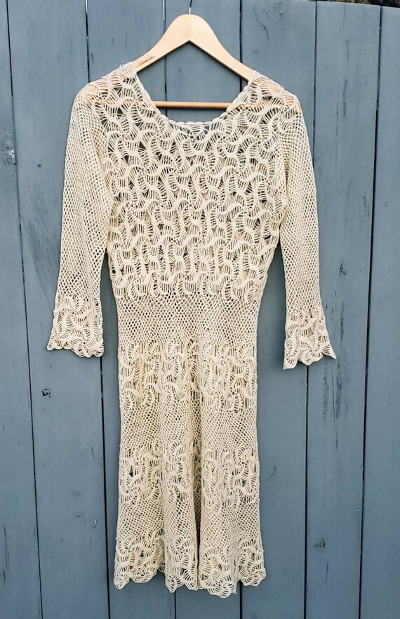 1960s vintage one-of-a-kind ivory handmade croche… - image 3