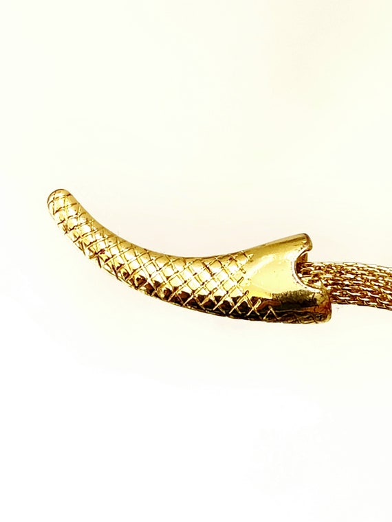 Vintage Gold Metal Mesh Serpent Choker With Ruby … - image 5