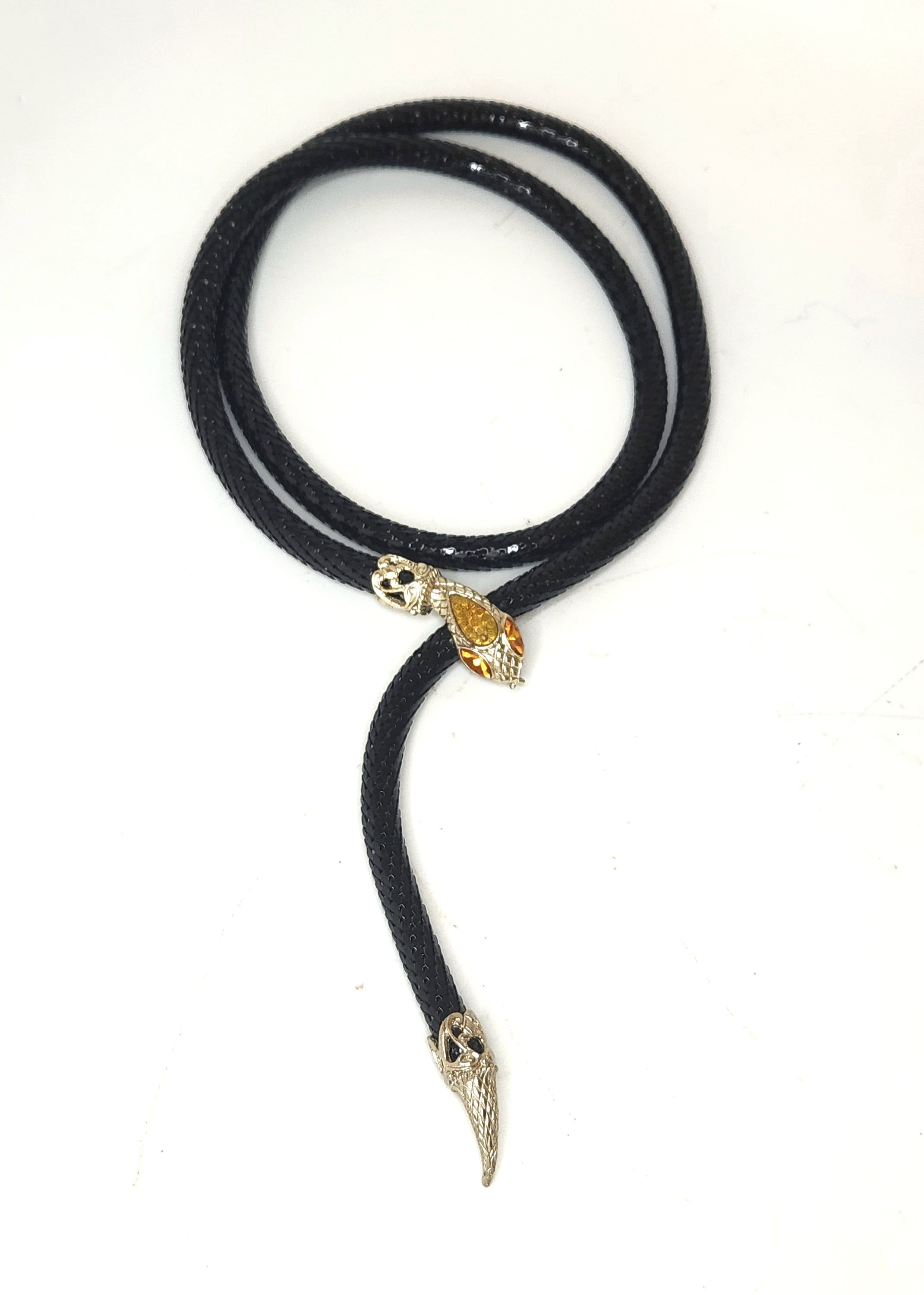 1960s Whiting and Davis Snake Necklace Belt, Black Enamel  display picture 3