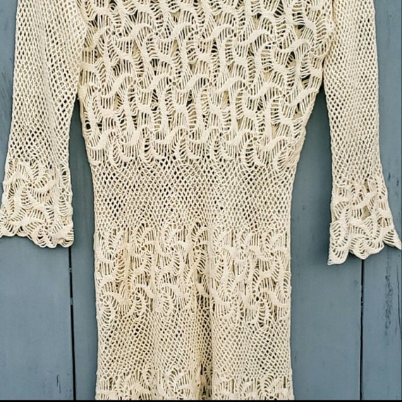 1960s vintage one-of-a-kind ivory handmade croche… - image 10