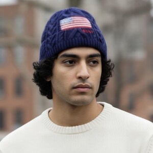 1980s Polo Ralph Lauren American Flag Knit Beanie